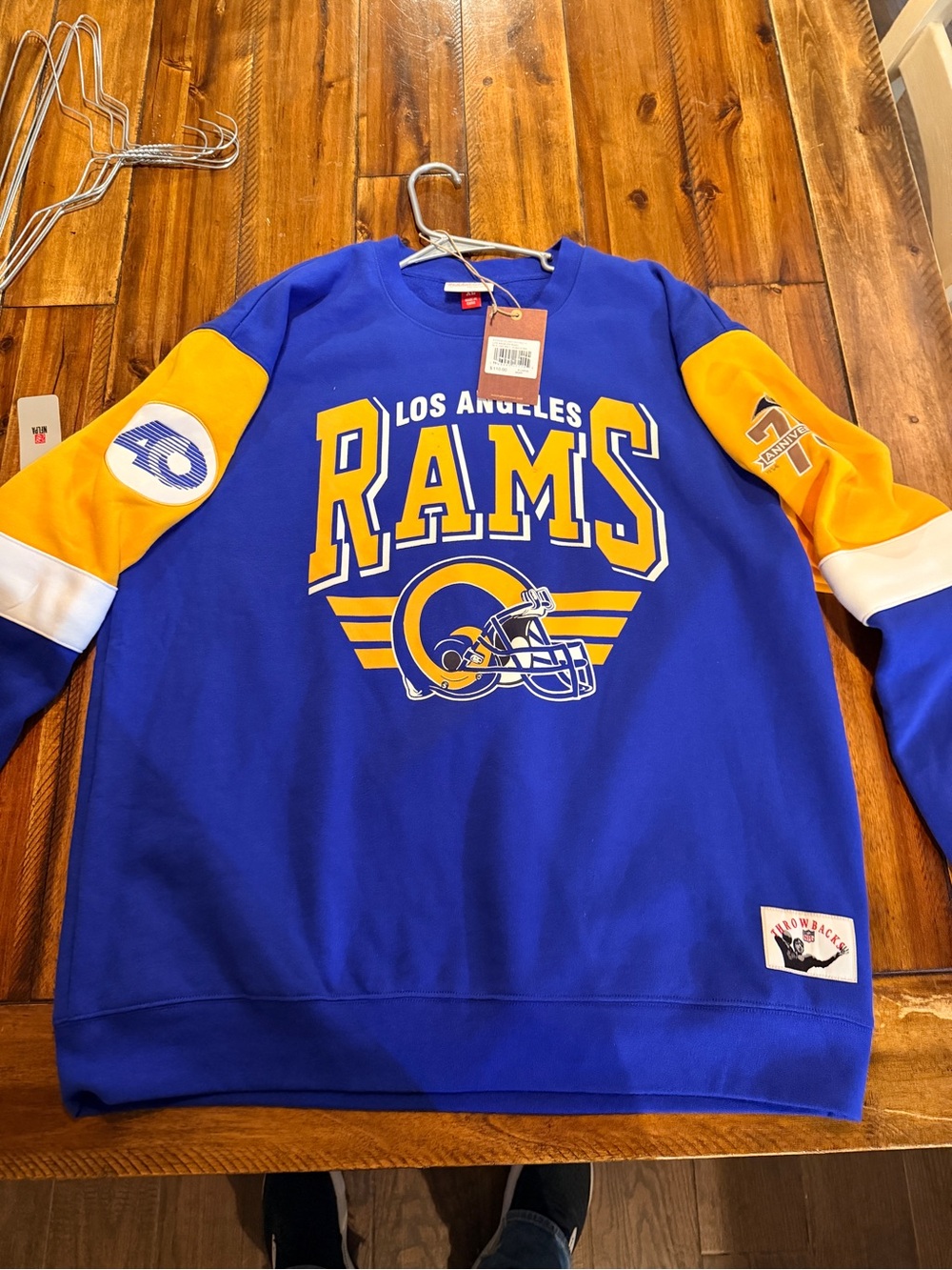 Mitchell & Ness Los Angeles Rams Royal Blue and Gold Crewneck